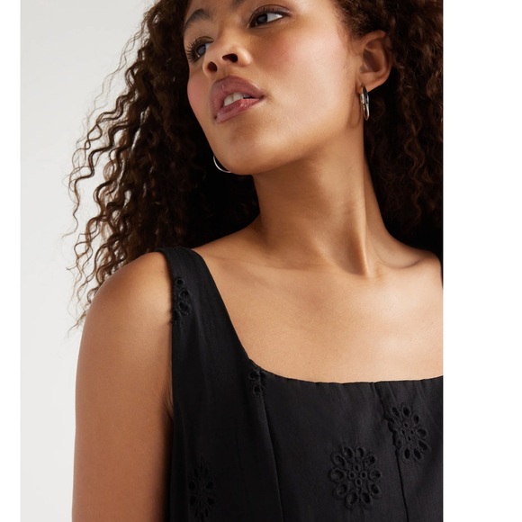 Free Assembly Women's Cotton Sleeveless Square Neck Eyelet Midi Dress Size M - Picture 3 of 10